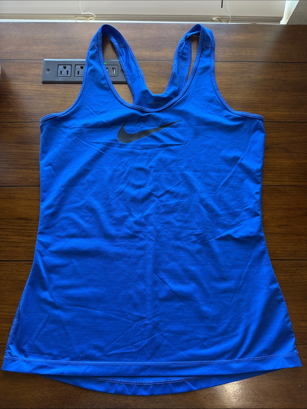 Nike Blue Racerback Dri-FIT Tank Top with Black Swoosh